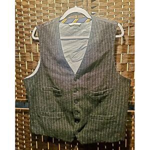 Merona Pinstripe Wool Blend 6 Button Close Men's Grey Size Large